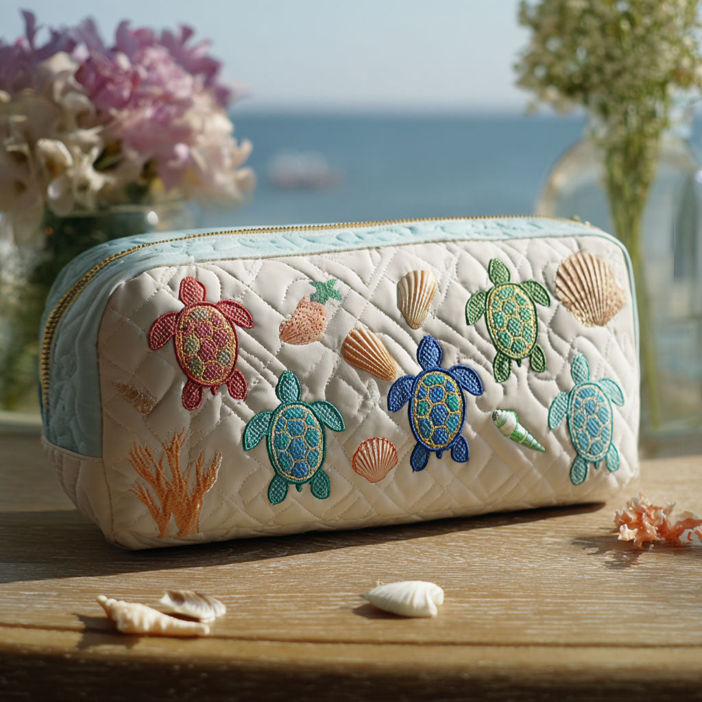 Trousse de maquillage matelassée inspiration marine – vue 1 – Maria Milano