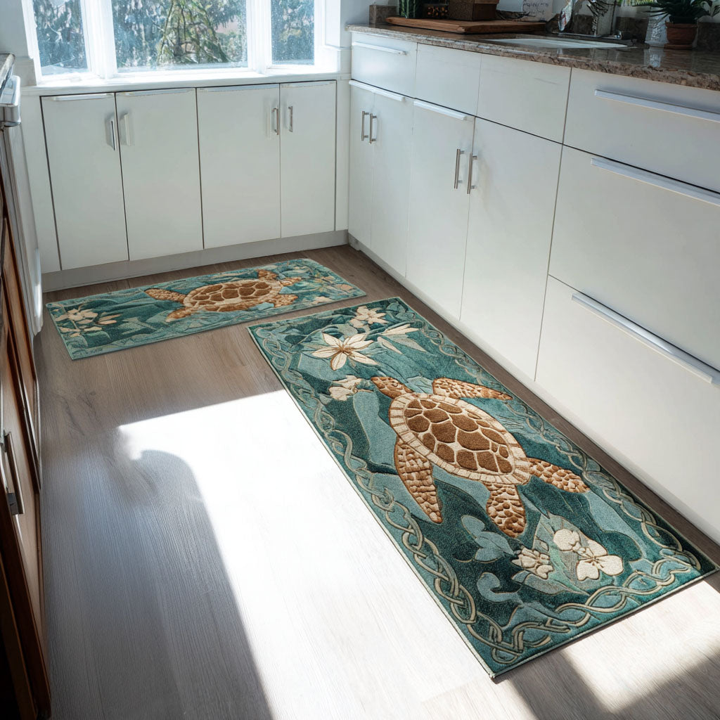 Tapis de cuisine antidérapant – Écume marine
