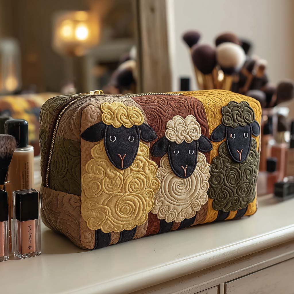 Trousse de maquillage matelassée trio de moutons – vue 1 – Maria Milano