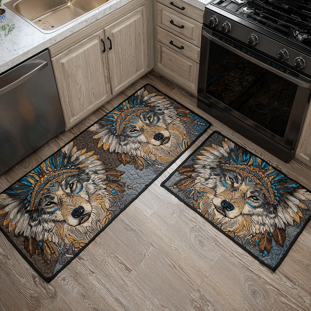 Tapis de cuisine antidérapant – Loup et sentier naturel