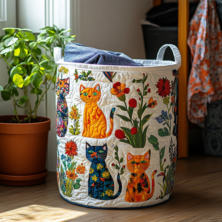 Panier à linge matelassé – Chat chaleureux – vue 1
