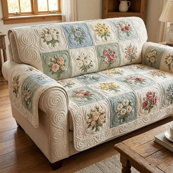 Housse de canapé matelassée – Jardin délicat – image 1