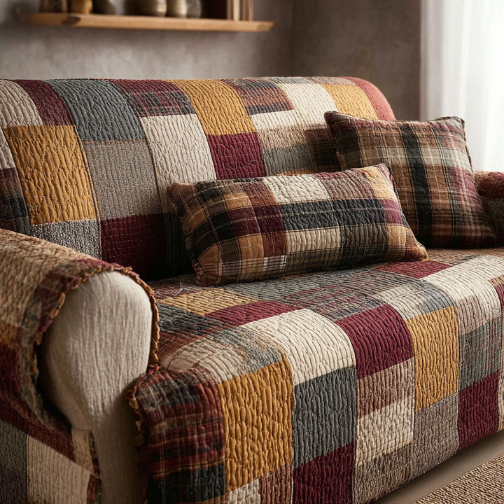 Housse de canapé matelassée – Style rustique délicat – image 1