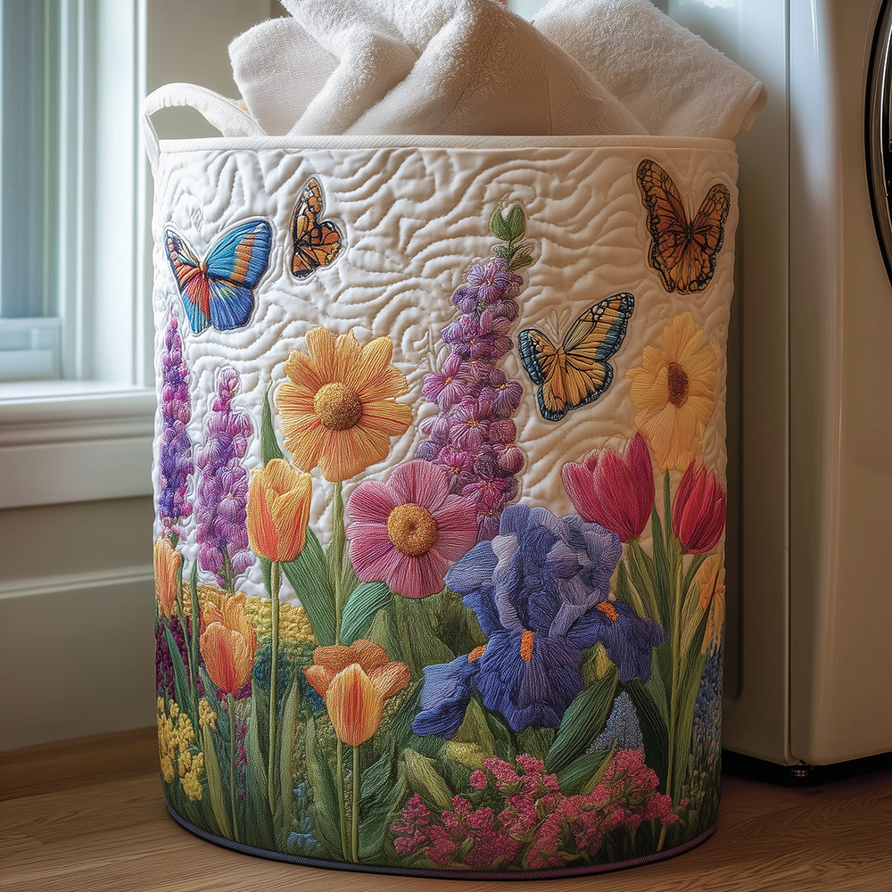 Panier à linge matelassé – Motif floral – vue 1