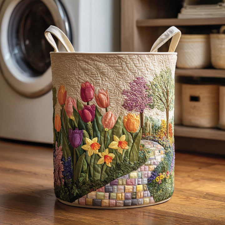 Panier à linge matelassé – Motif floral – vue 1