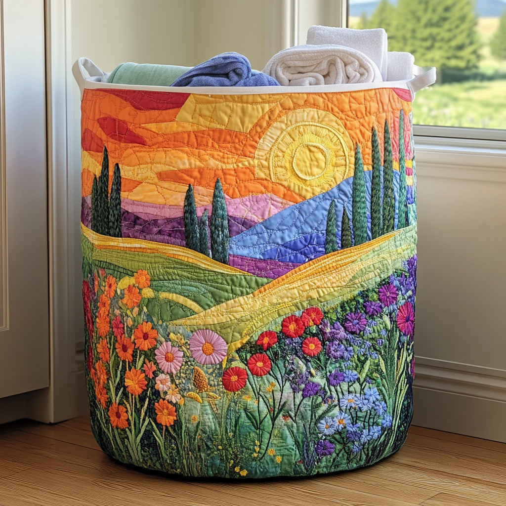 Panier à linge matelassé – Motif floral – vue 1
