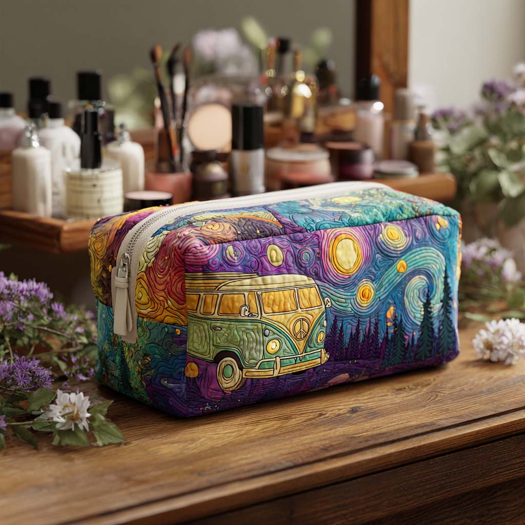 Trousse de maquillage matelassée voyage étoilé – vue 1 – Maria Milano