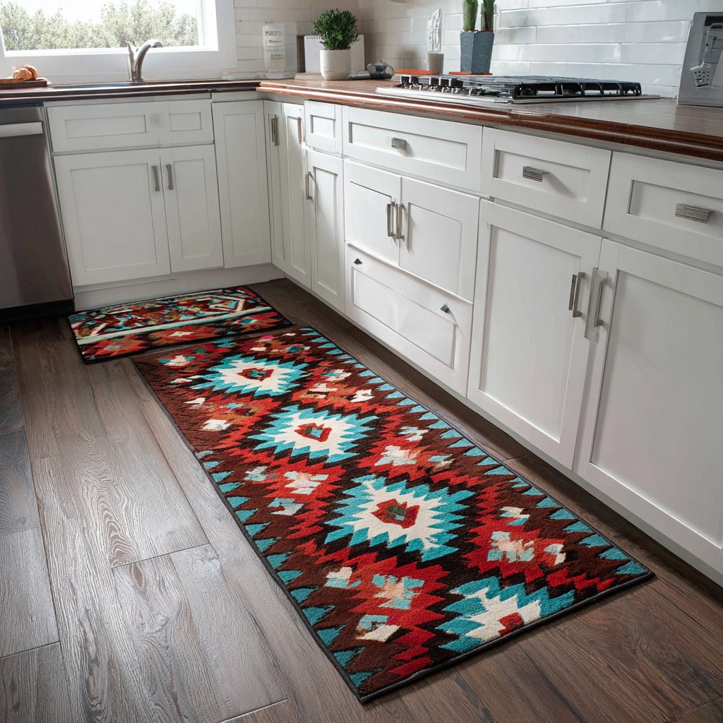 Tapis de cuisine antidérapant – Pierre et lumière chaude