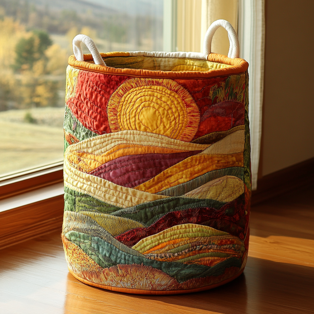 Panier à linge matelassé – Motif floral – vue 1