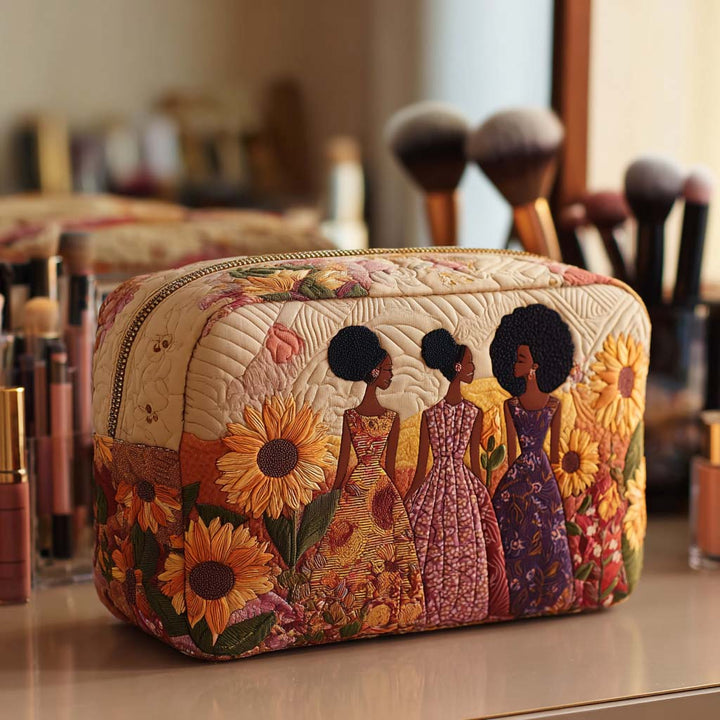 Trousse de maquillage matelassée tournesols lumineux – vue 1 – Maria Milano
