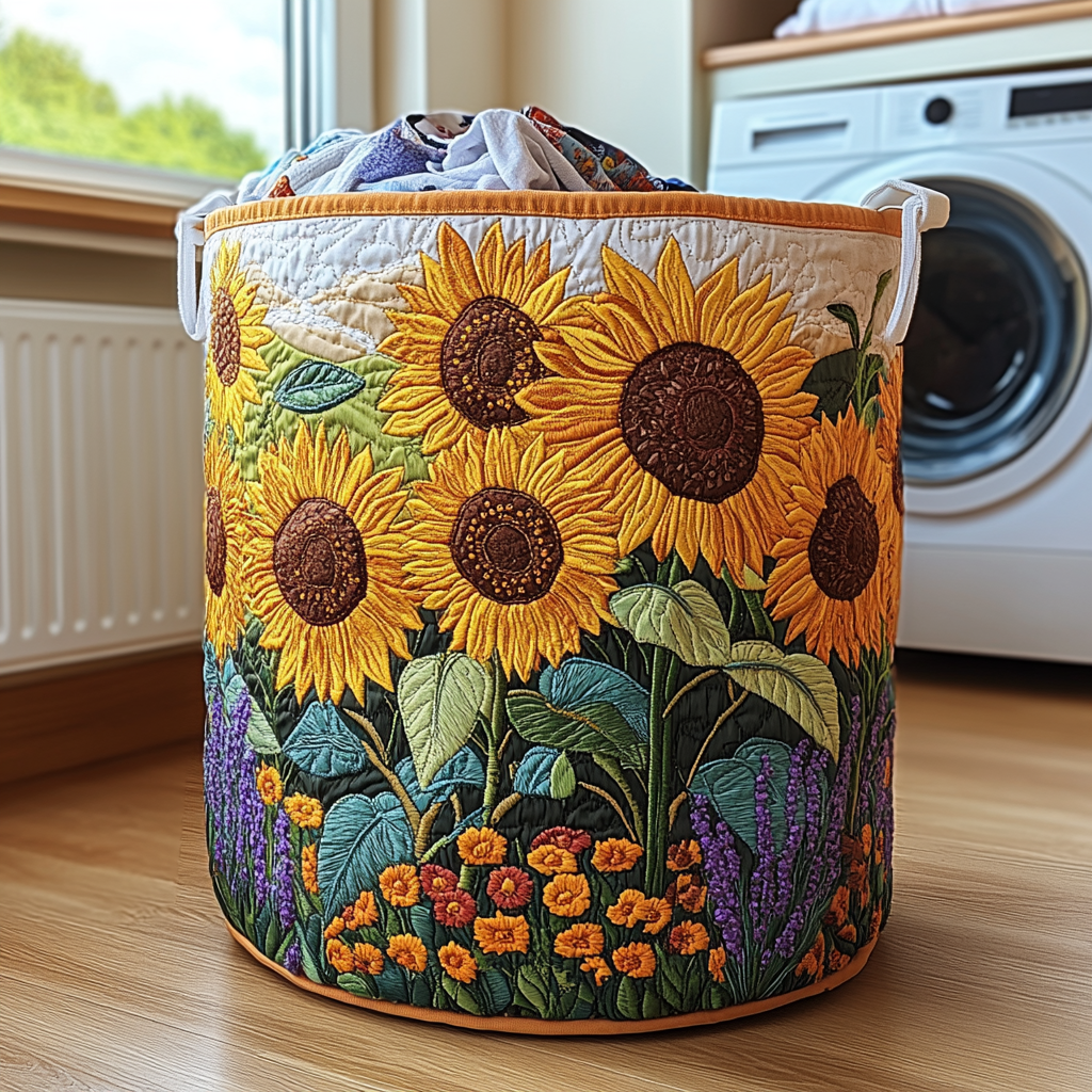 Panier à linge matelassé – Tournesols – vue 1