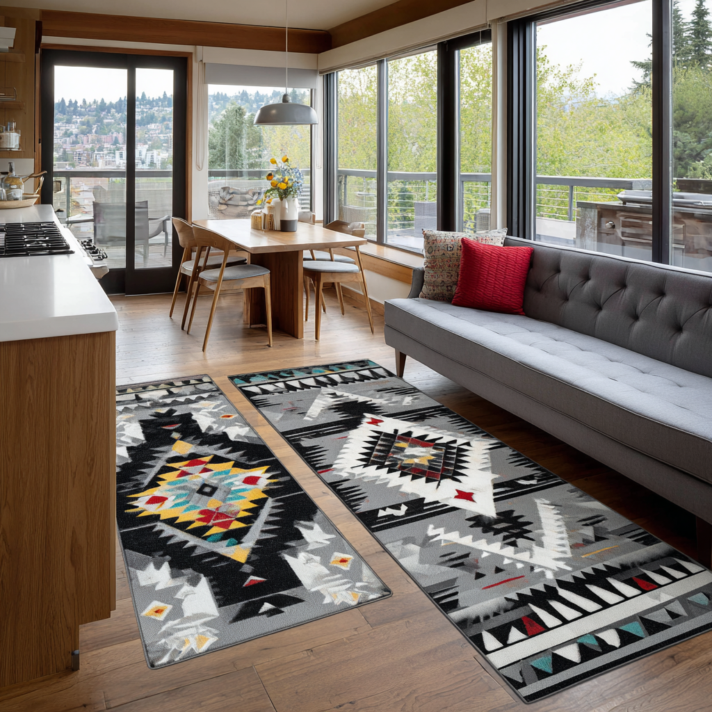 Tapis de cuisine antidérapant – Lumière chaude et tons naturels