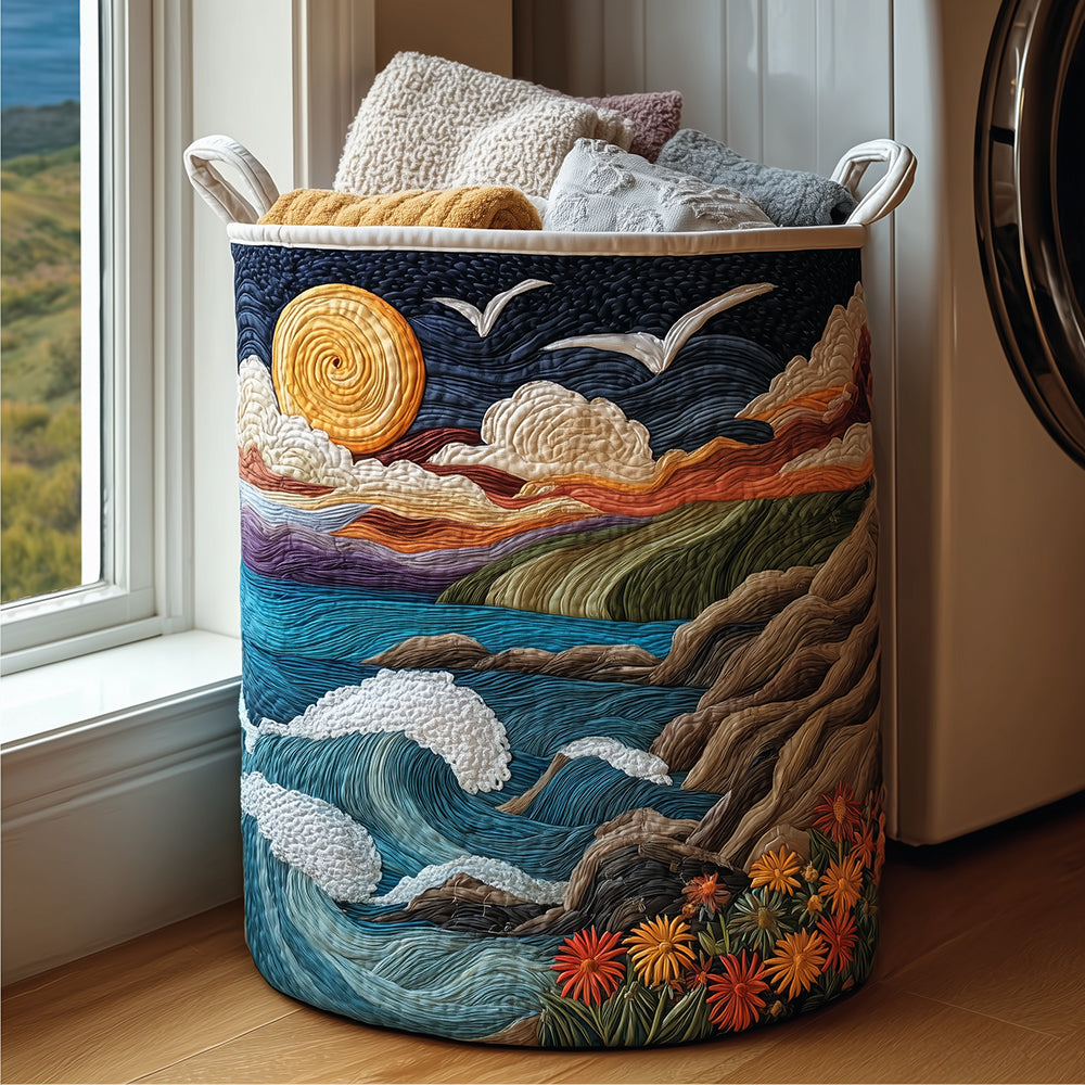 Panier à linge matelassé – Motif marin – vue 1