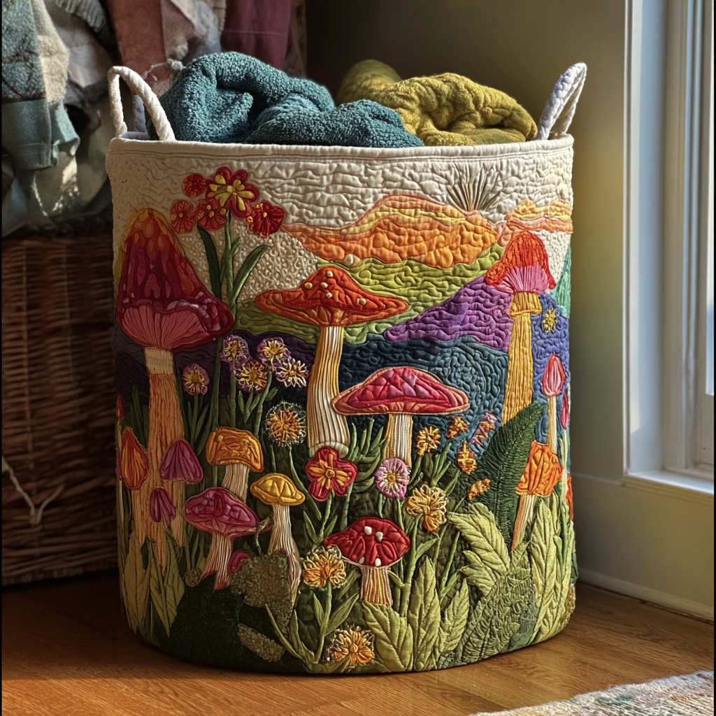 Panier à linge matelassé – Motif floral – vue 1