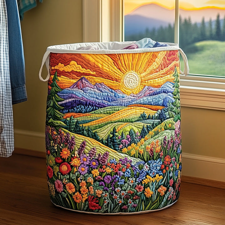 Panier à linge matelassé – Motif floral – vue 1