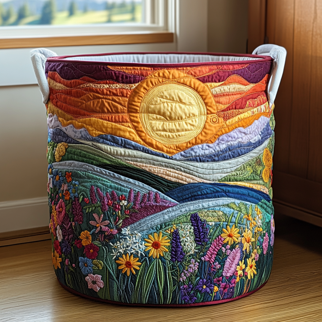 Panier à linge matelassé – Motif floral