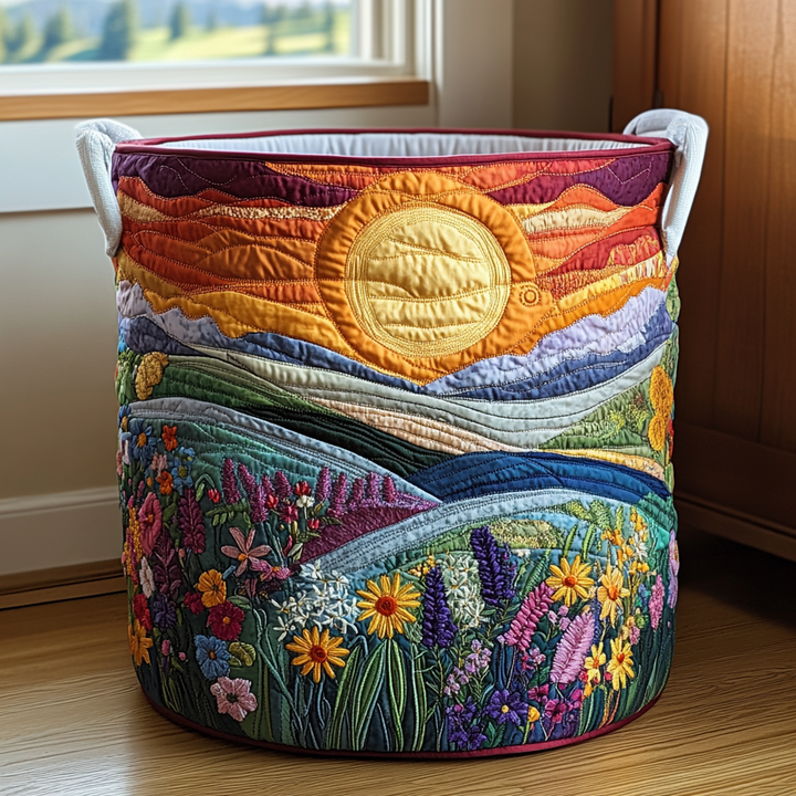 Panier à linge matelassé – Motif floral – vue 1