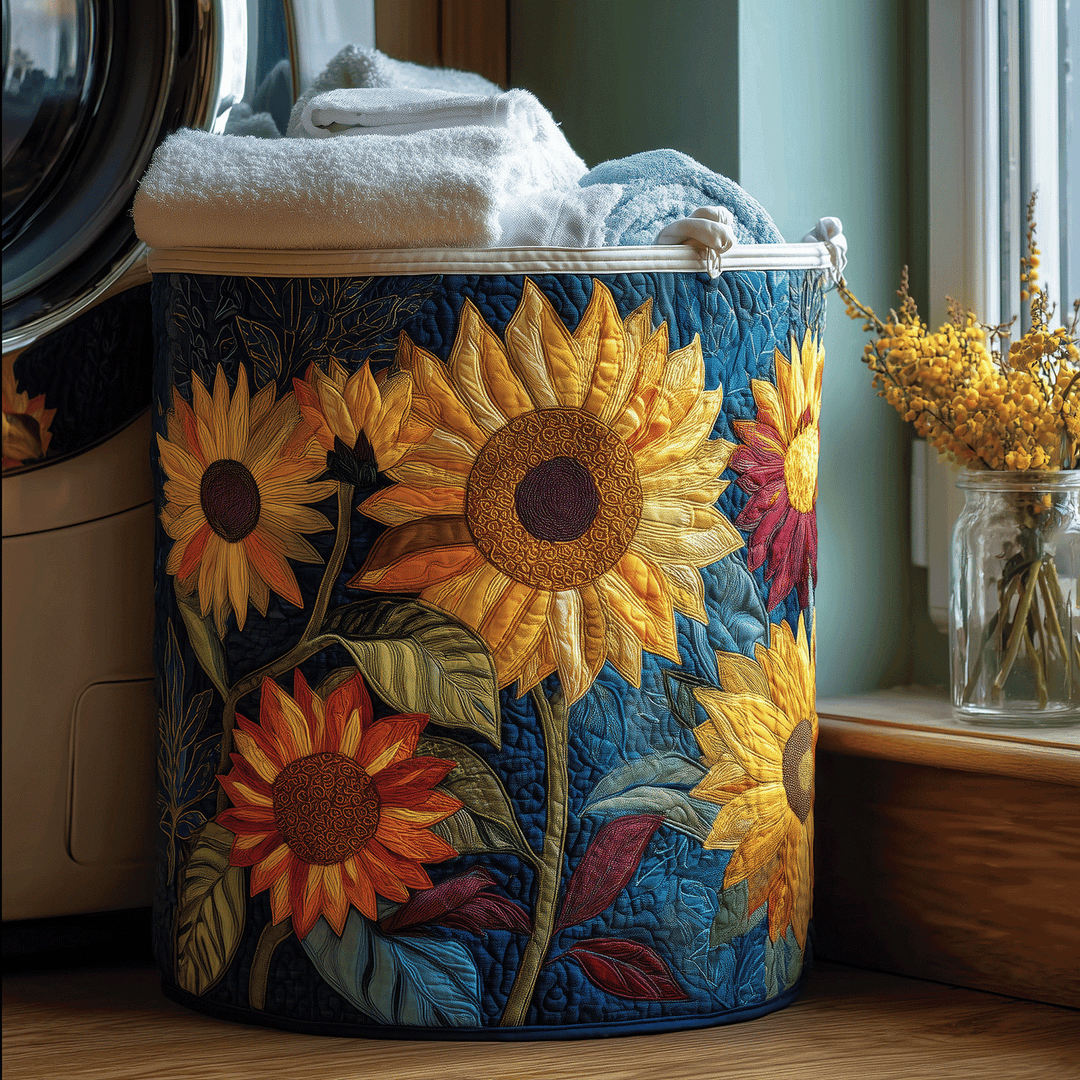 Panier à linge matelassé – Motif floral – vue 1