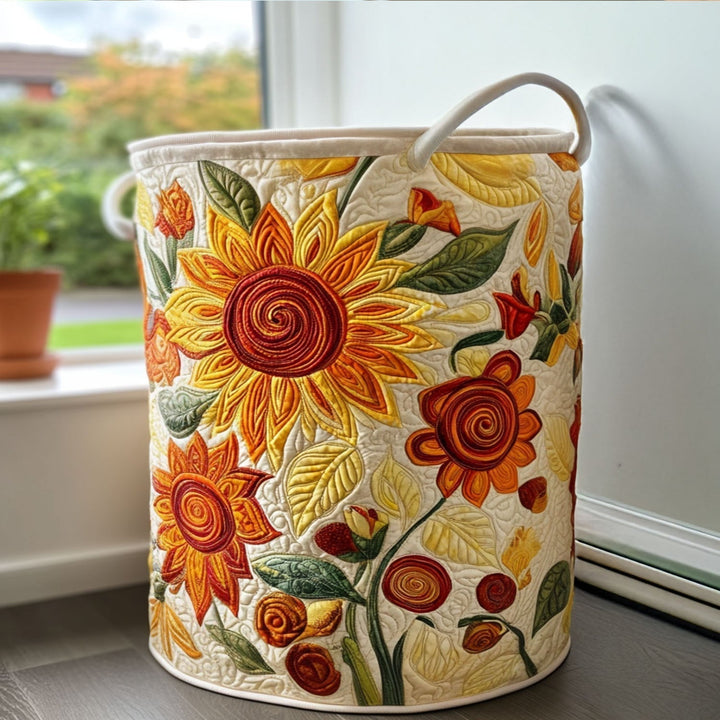 Panier à linge matelassé – Motif floral – vue 1