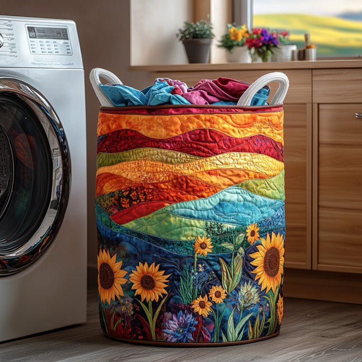 Panier à linge matelassé – Motif floral – vue 1