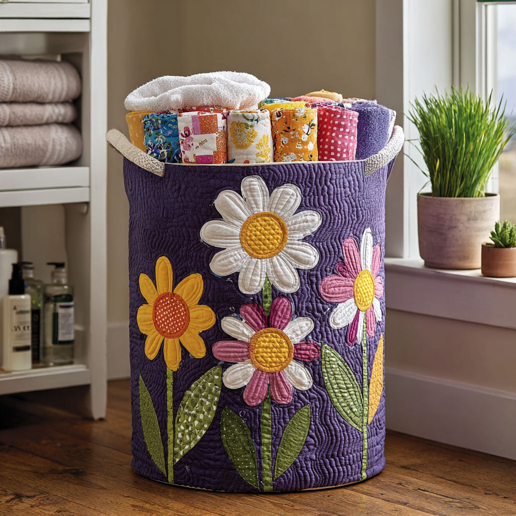 Panier à linge matelassé – Motif floral – vue 4