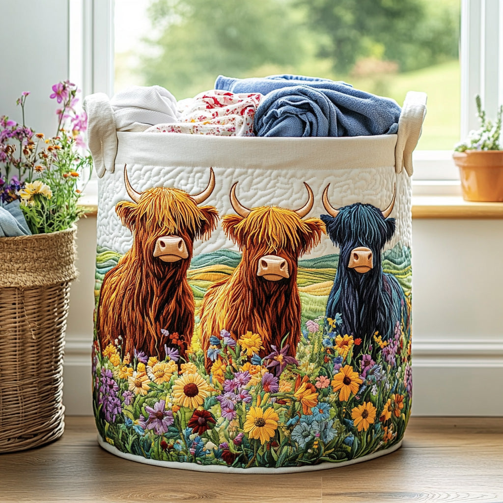 Panier à linge matelassé – Triple motif décoratif – vue 1