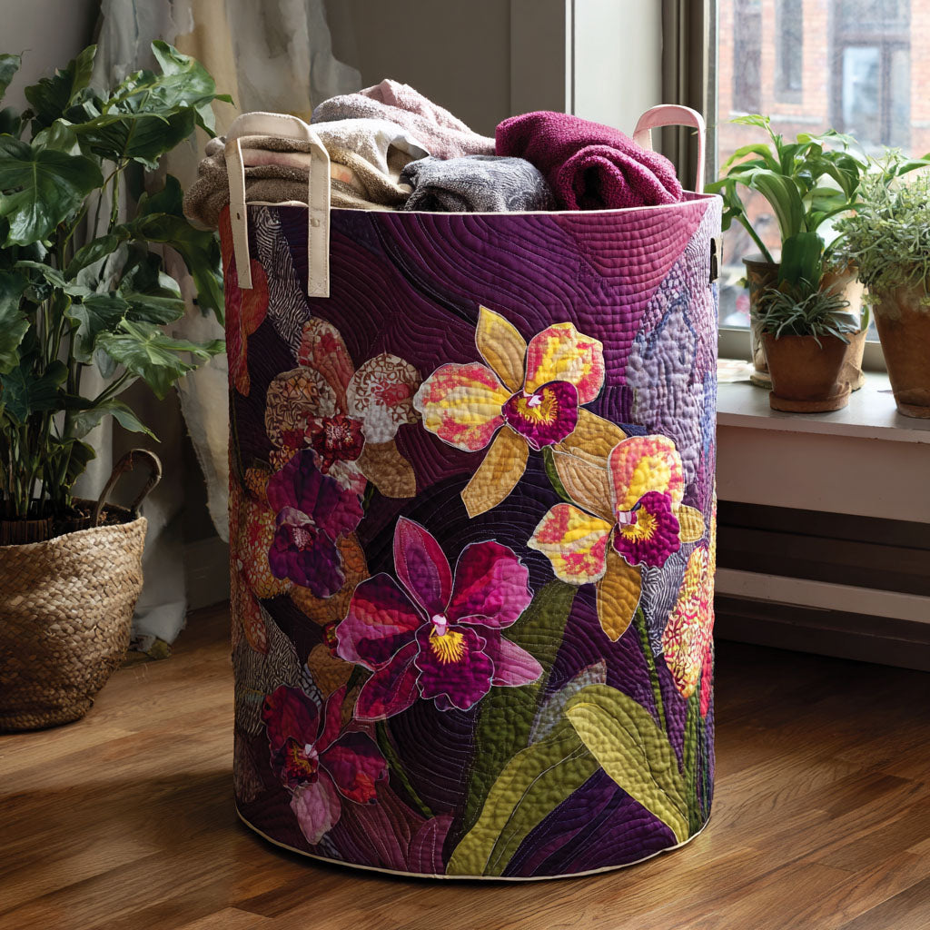 Panier à linge matelassé – Motif tropical – vue 1