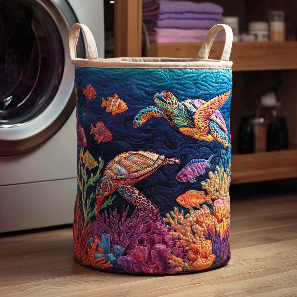 Panier à linge matelassé – Tortue marine – vue 1