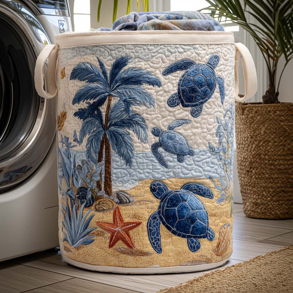 Panier à linge matelassé – Tortue marine – vue 4