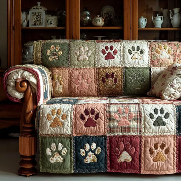 Housse de canapé matelassée – Pattes et jardin vintage – image 1