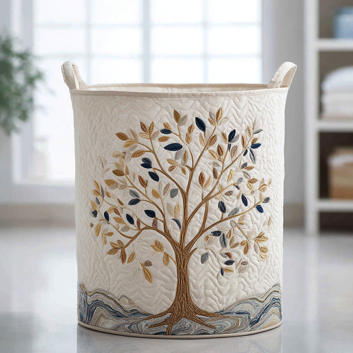 Panier à linge matelassé – Motif floral – vue 1