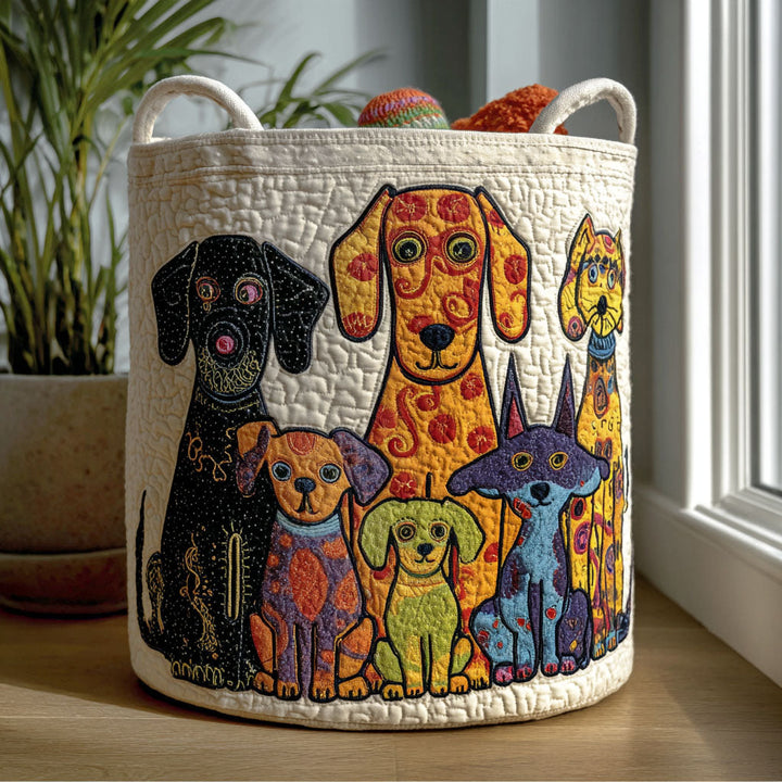 Panier à linge matelassé – Motif chiens