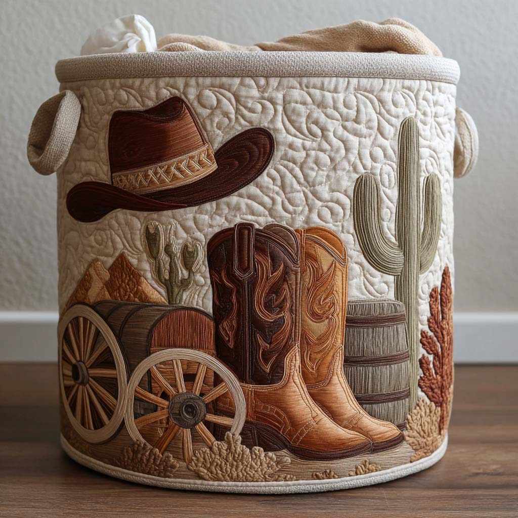 Panier à linge matelassé – Style western – vue 1