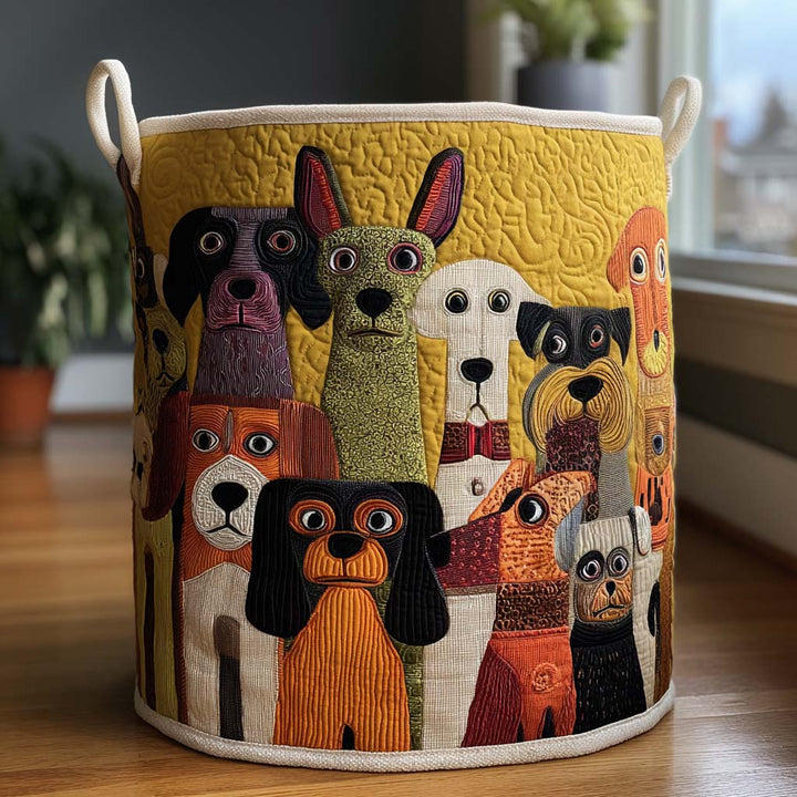 Panier à linge matelassé – Motif chiens – vue 1