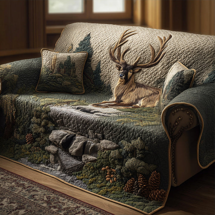 Housse de canapé matelassée – Motif forêt