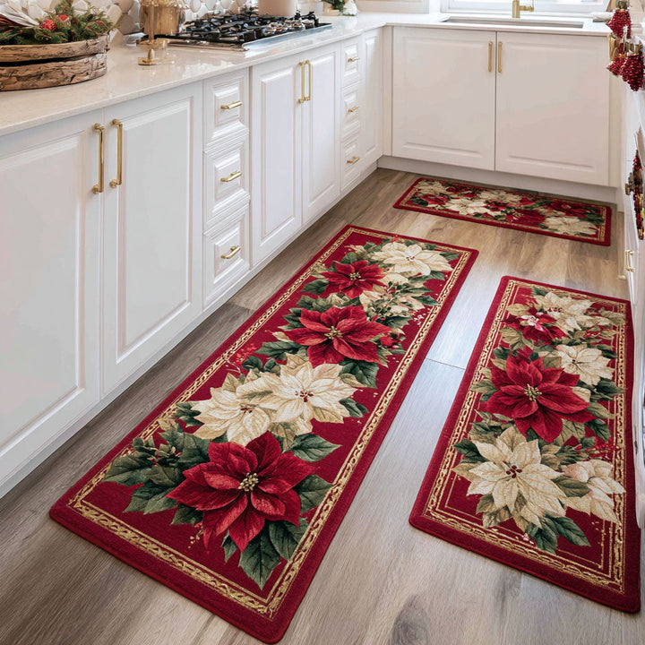 Tapis de cuisine antidérapant – Fleurs d’hiver délicates