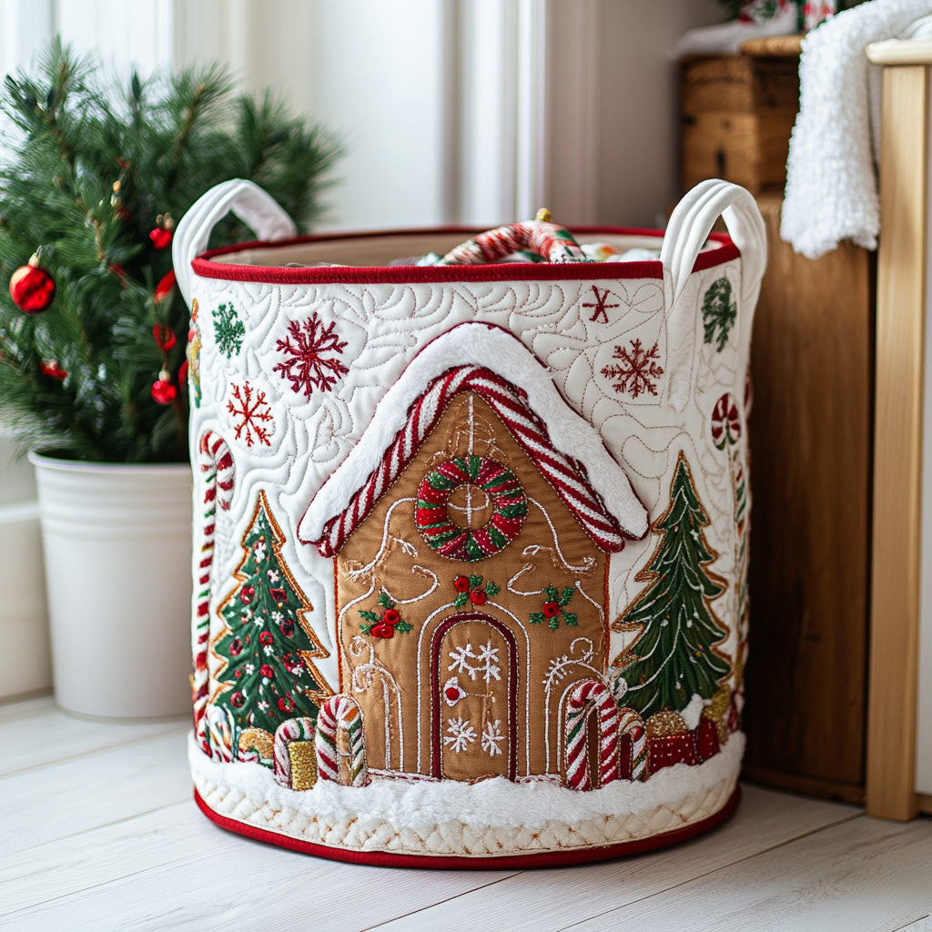 Panier à linge matelassé – Motif hivernal – vue 1