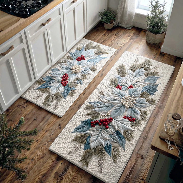 Tapis de cuisine antidérapant – Poinsettia de Noël