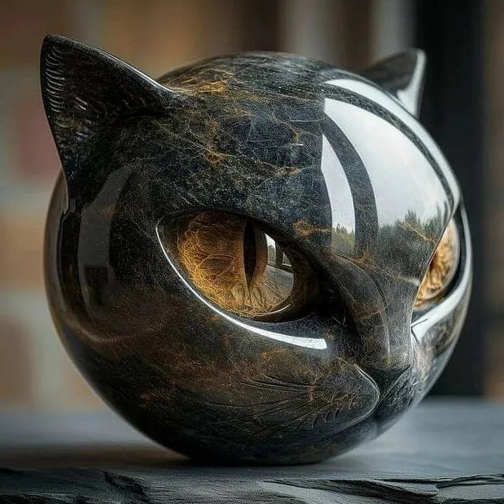 Sculpture Féline - lampe en vitrail